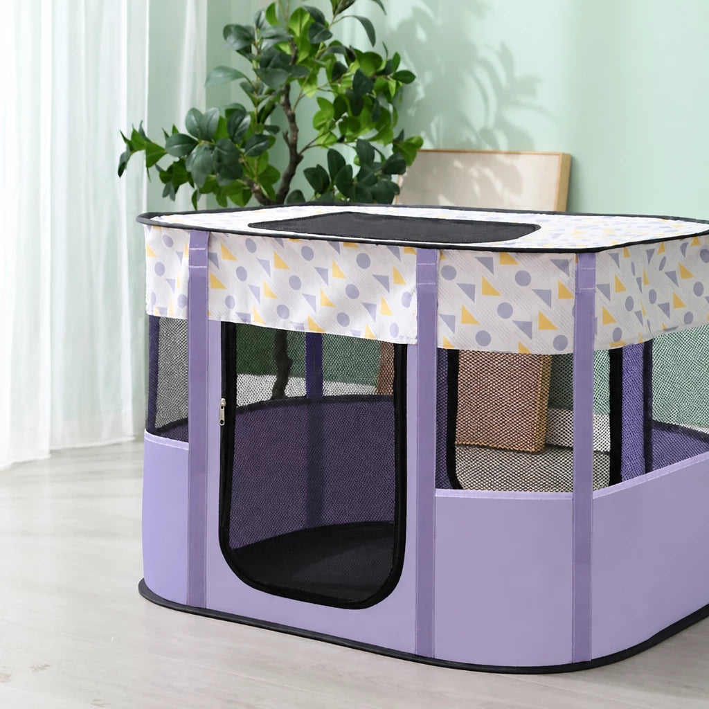 Foldable Two-Compartment Cat House for Mother Cats and Kittens
