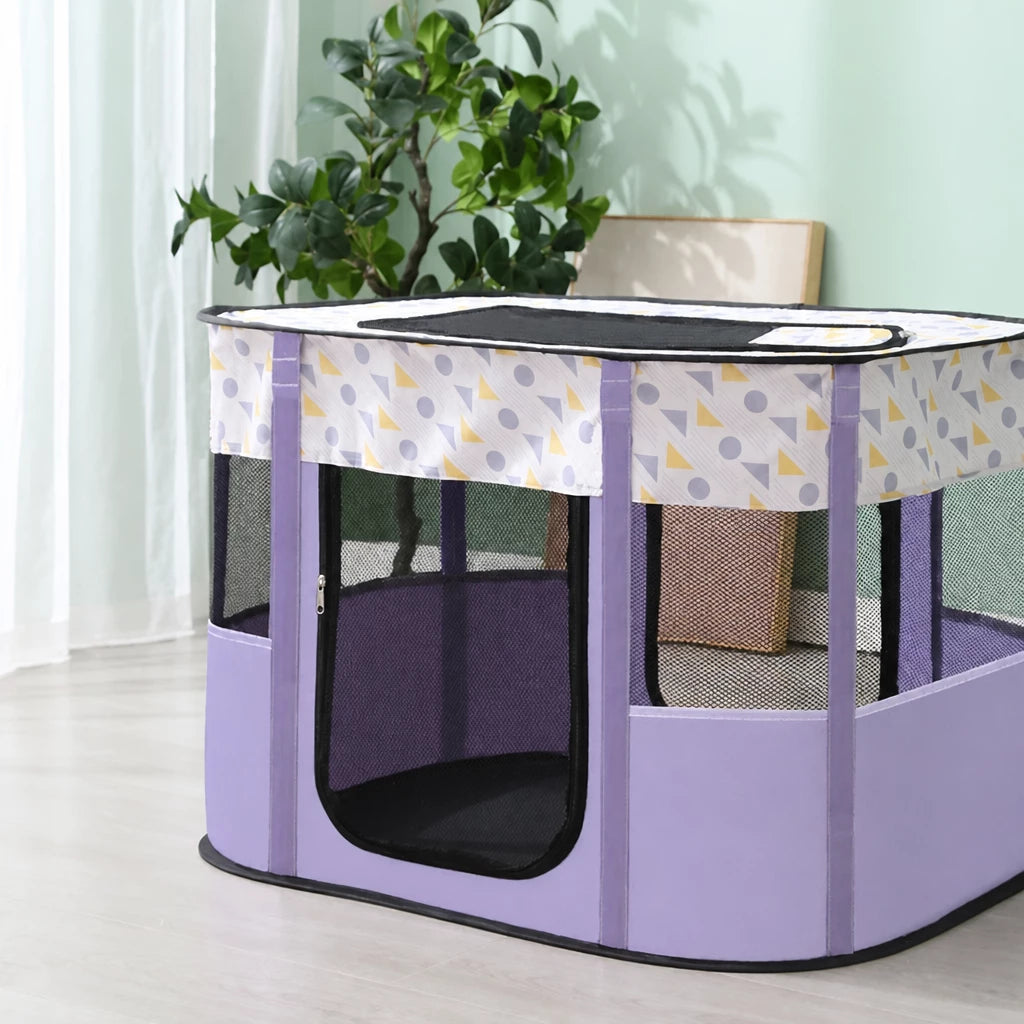 Foldable Two-Compartment Cat House for Mother Cats and Kittens