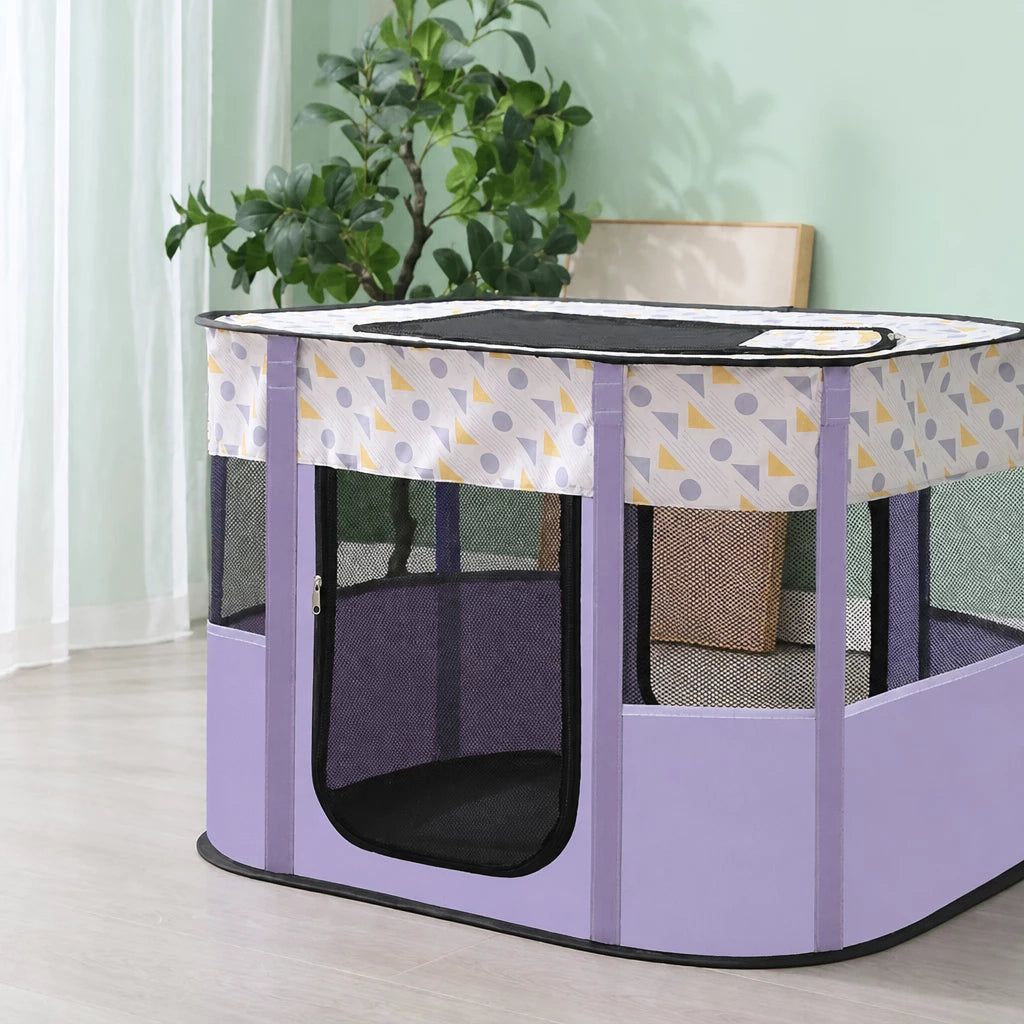 Foldable Two-Compartment Cat House for Mother Cats and Kittens