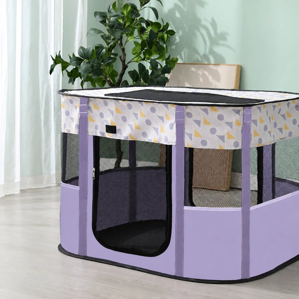 Foldable Two-Compartment Cat House for Mother Cats and Kittens