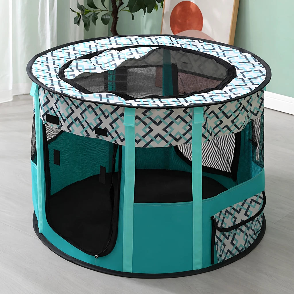 Foldable Two-Compartment Cat House for Mother Cats and Kittens