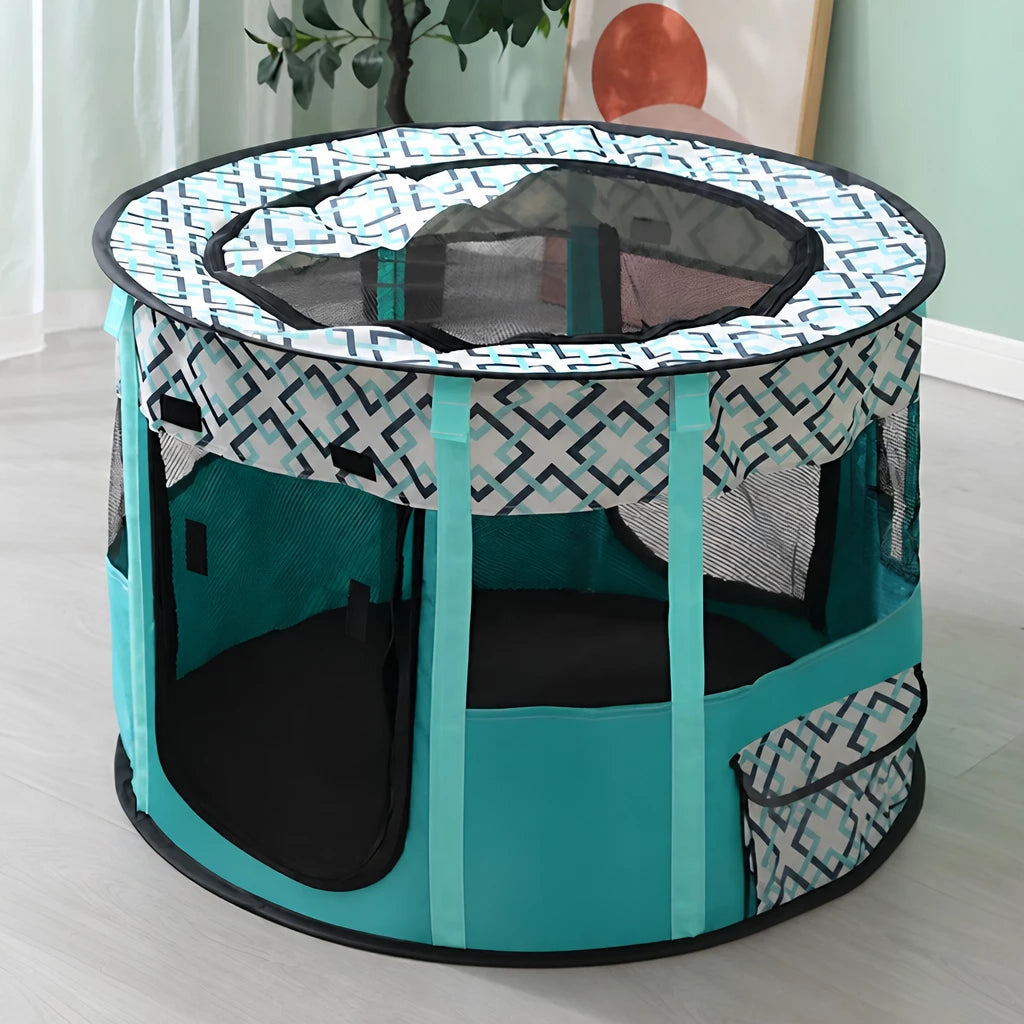 Foldable Two-Compartment Cat House for Mother Cats and Kittens