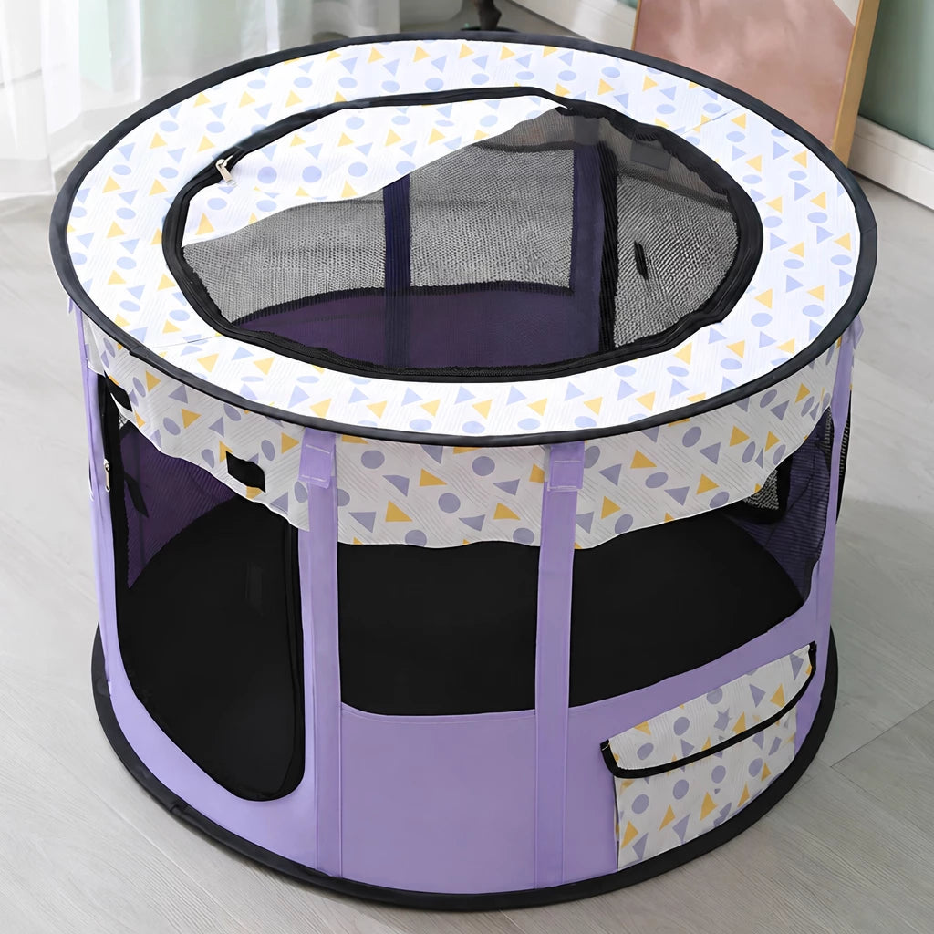 Foldable Two-Compartment Cat House for Mother Cats and Kittens