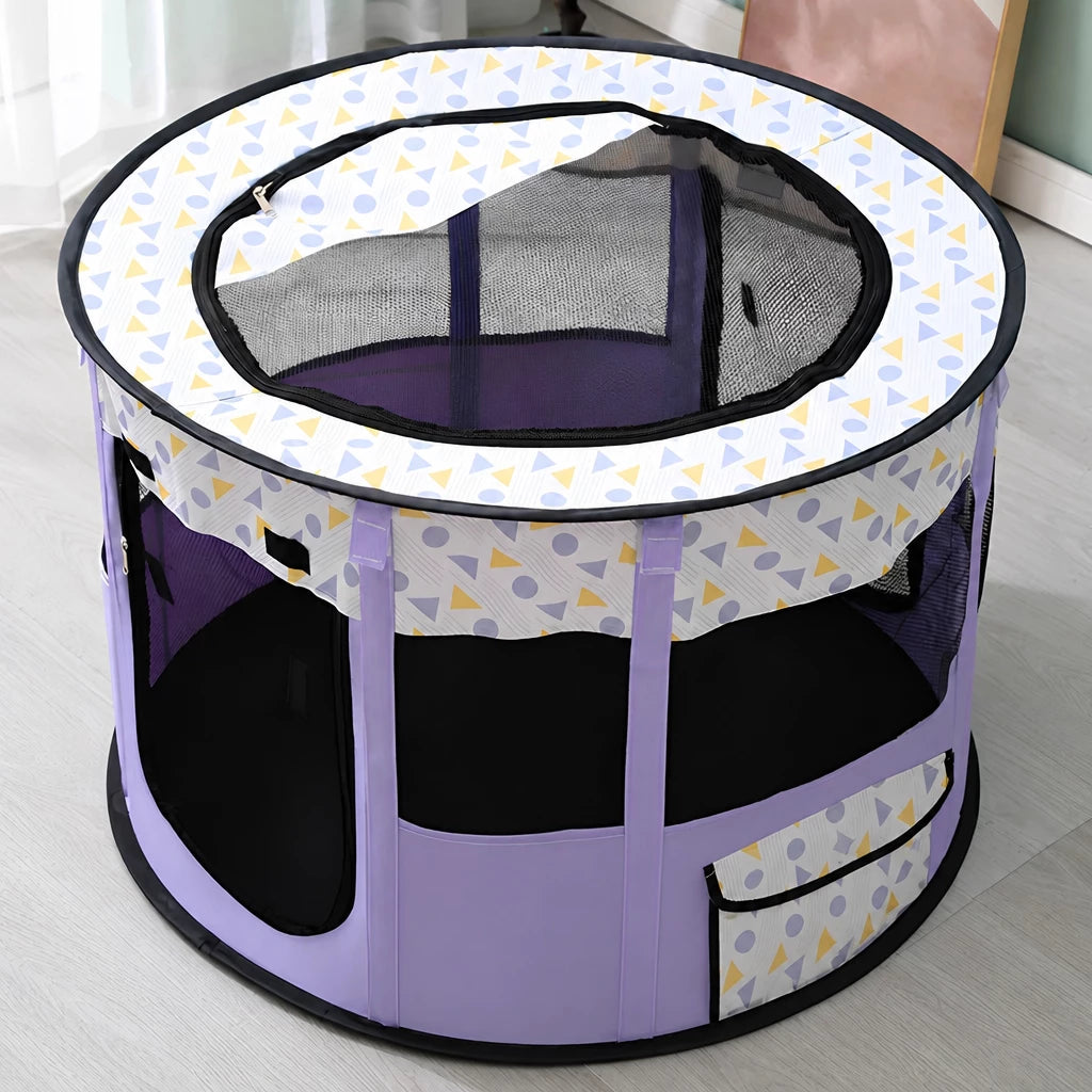 Foldable Two-Compartment Cat House for Mother Cats and Kittens