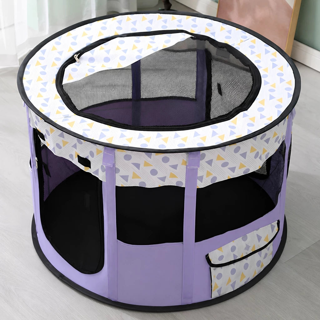 Foldable Two-Compartment Cat House for Mother Cats and Kittens