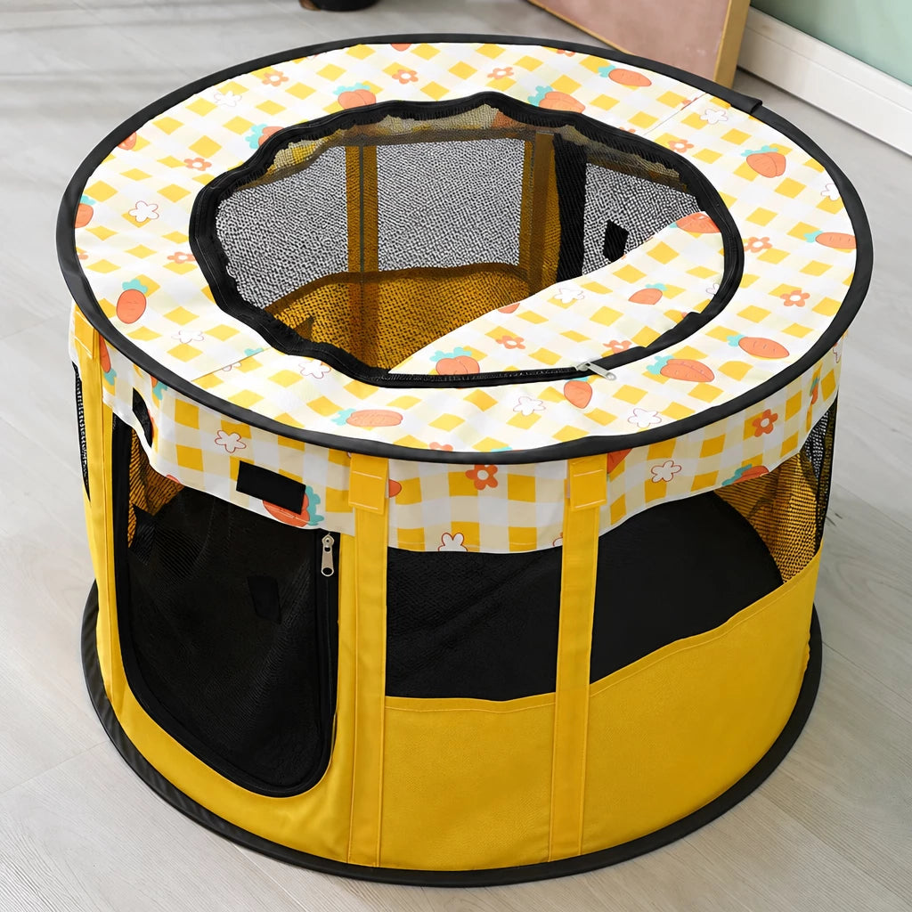 Foldable Two-Compartment Cat House for Mother Cats and Kittens