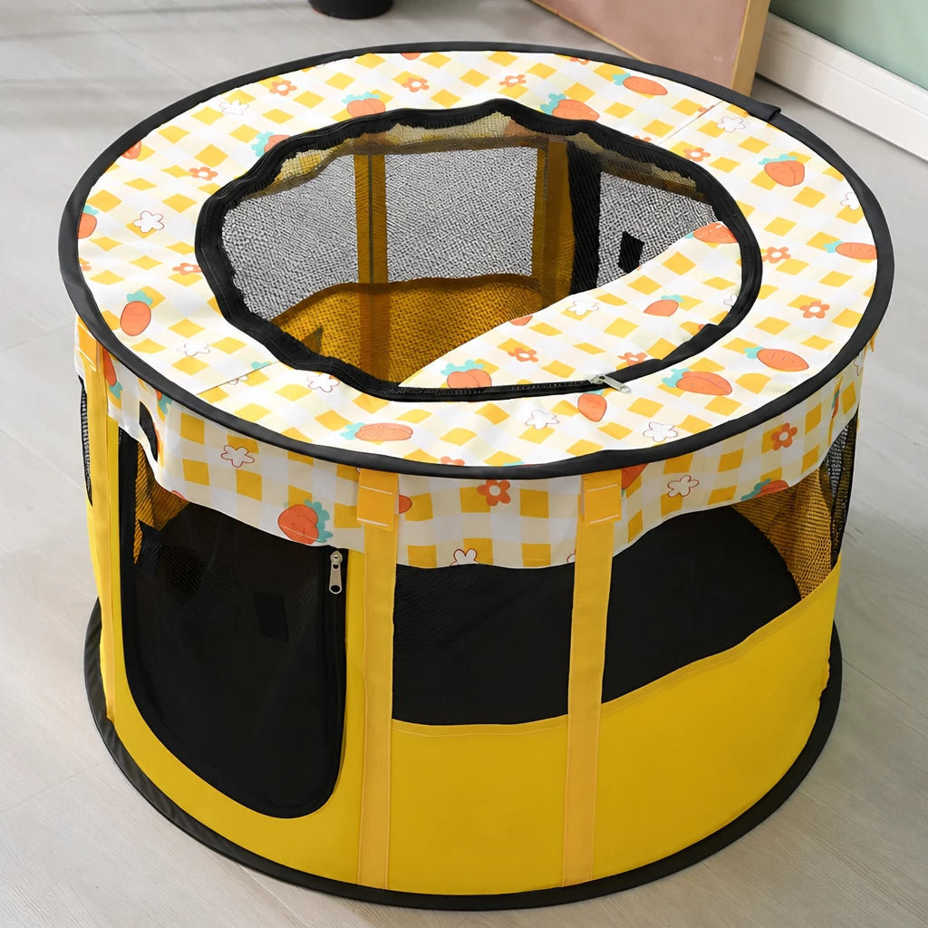 Foldable Two-Compartment Cat House for Mother Cats and Kittens