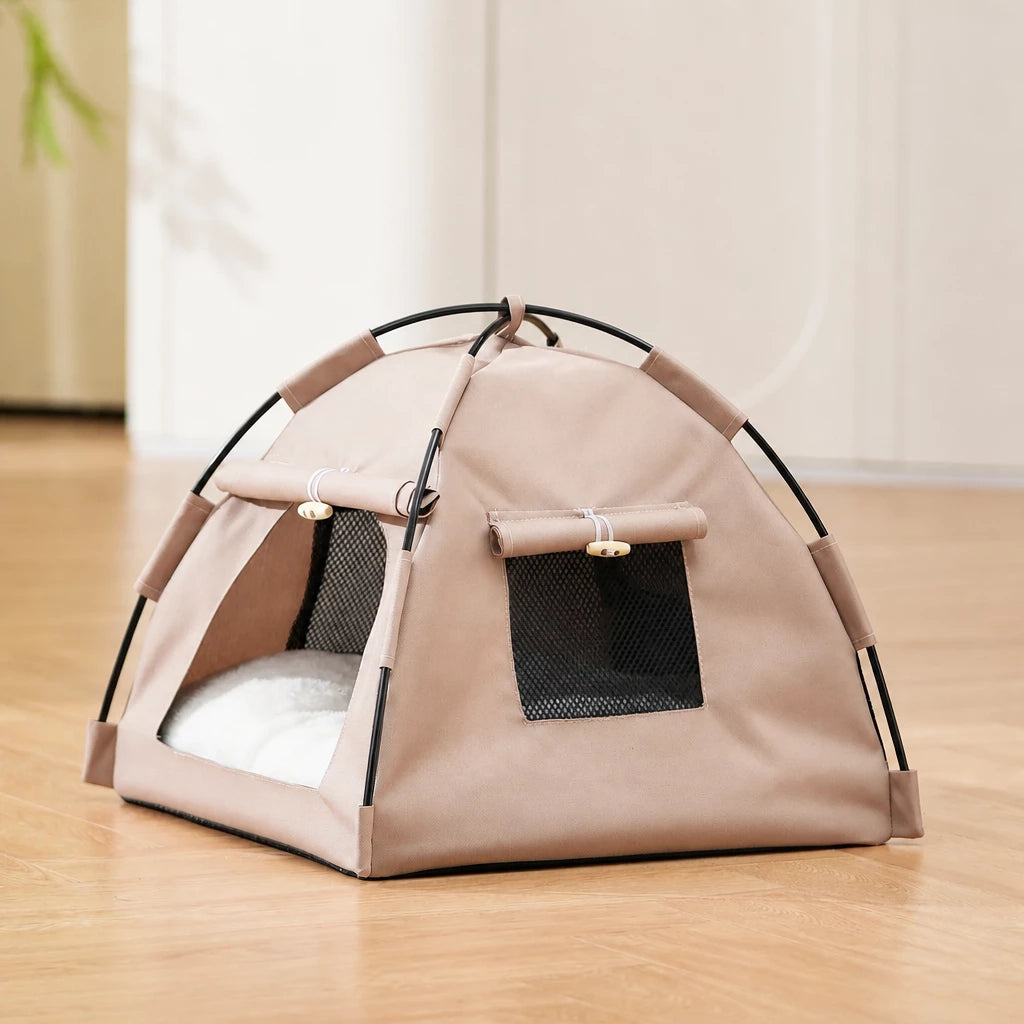 Semi-Enclosed Pet Tent Bed with Window for Small Dogs and Cats