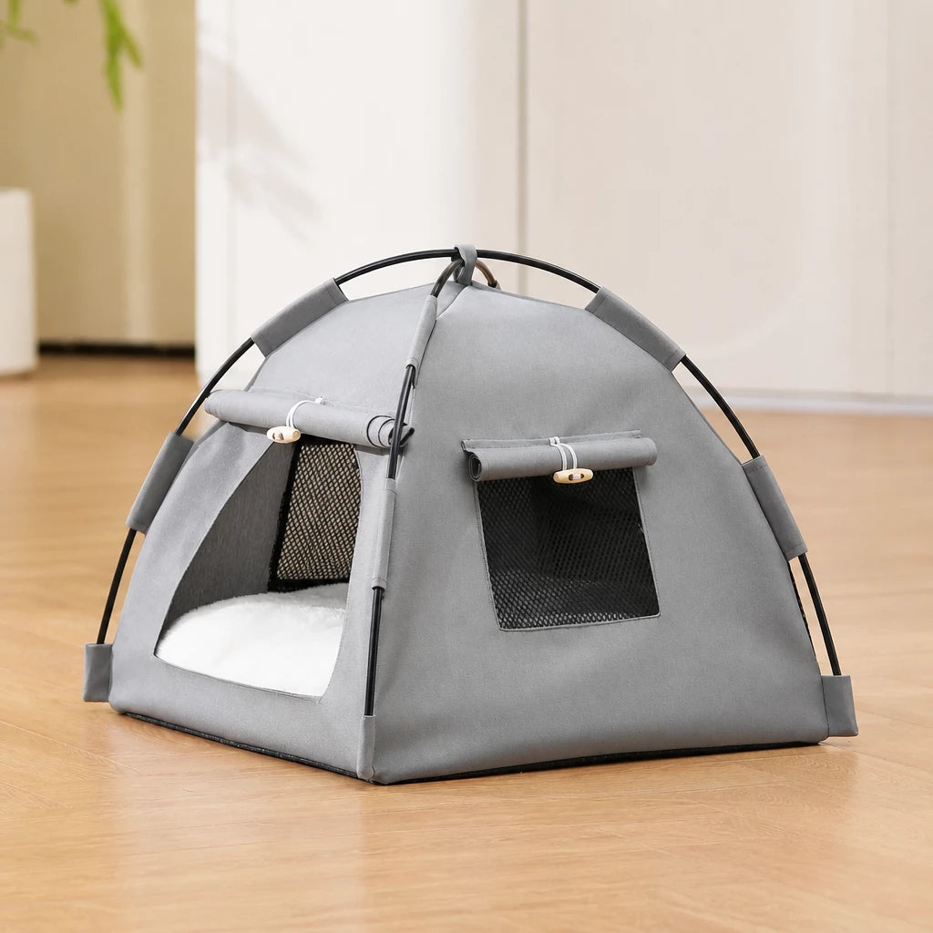 Semi-Enclosed Pet Tent Bed with Window for Small Dogs and Cats