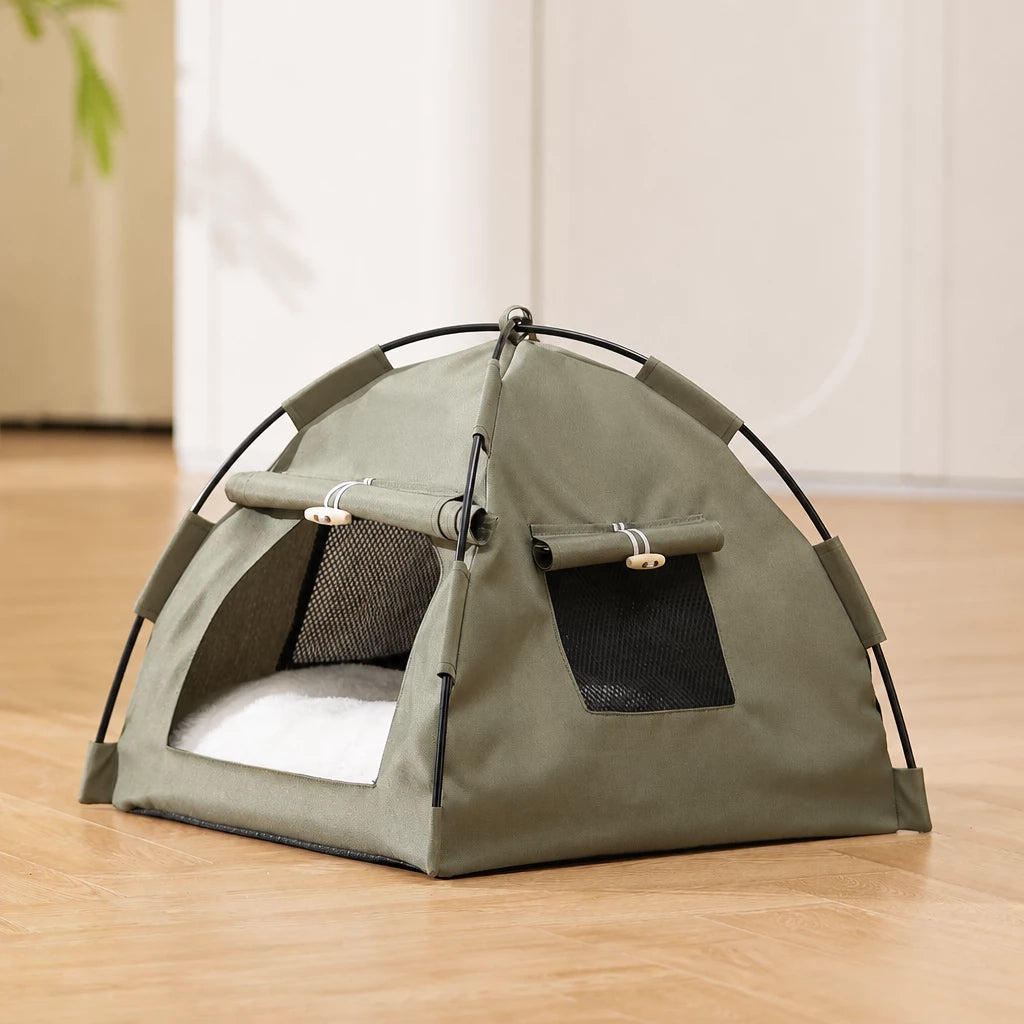 Semi-Enclosed Pet Tent Bed with Window for Small Dogs and Cats