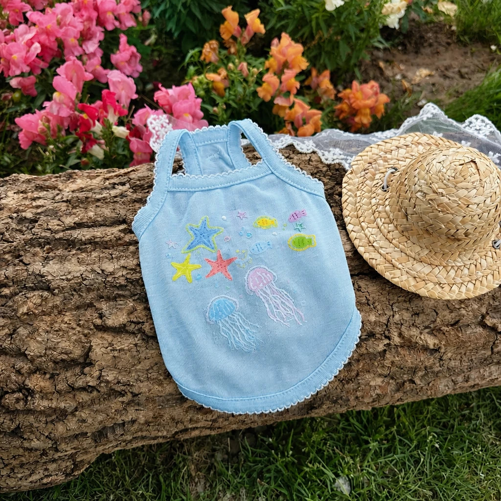 Ocean-Inspired Warm-Weather Tank Top for Cats and Dogs