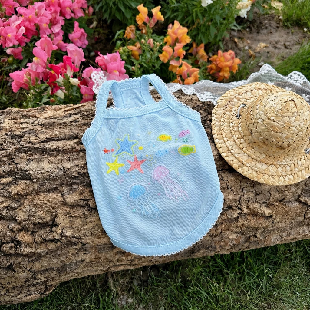 Ocean-Inspired Warm-Weather Tank Top for Cats and Dogs