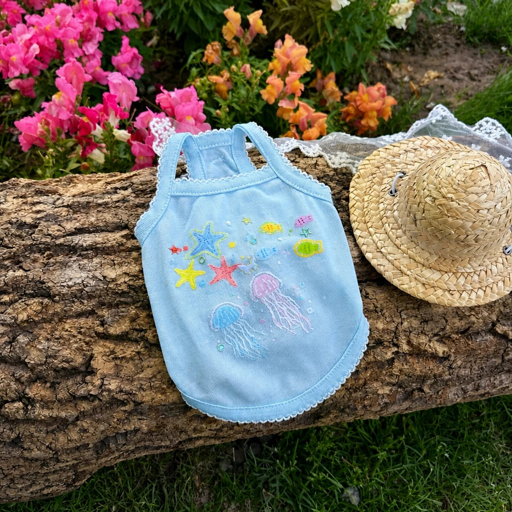Ocean-Inspired Warm-Weather Tank Top for Cats and Dogs
