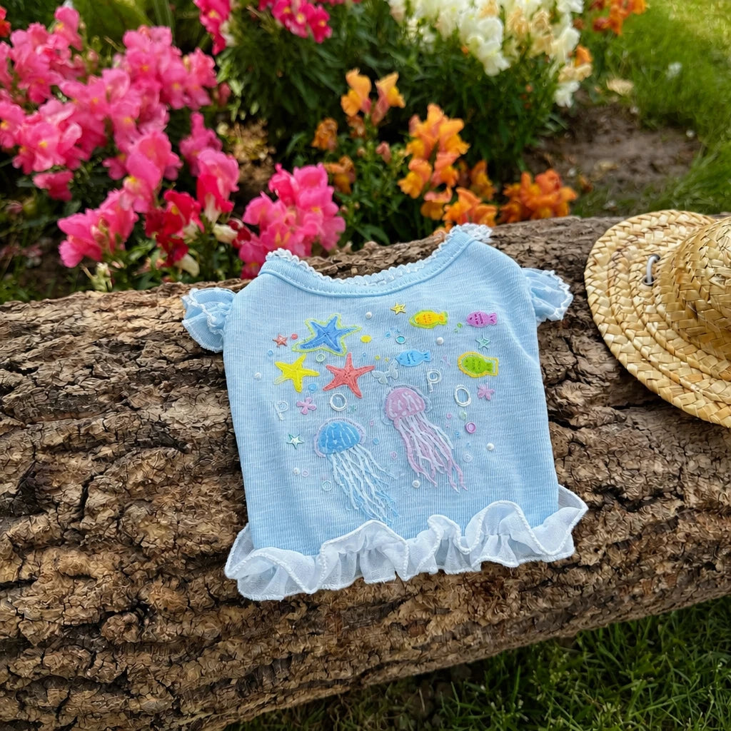 Ocean-Inspired Warm-Weather Tank Top for Cats and Dogs