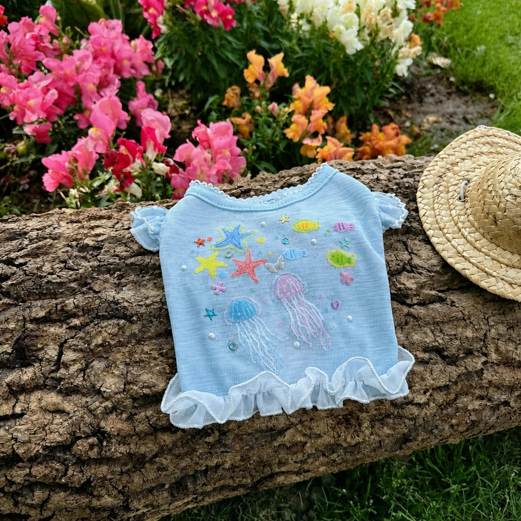 Ocean-Inspired Warm-Weather Tank Top for Cats and Dogs