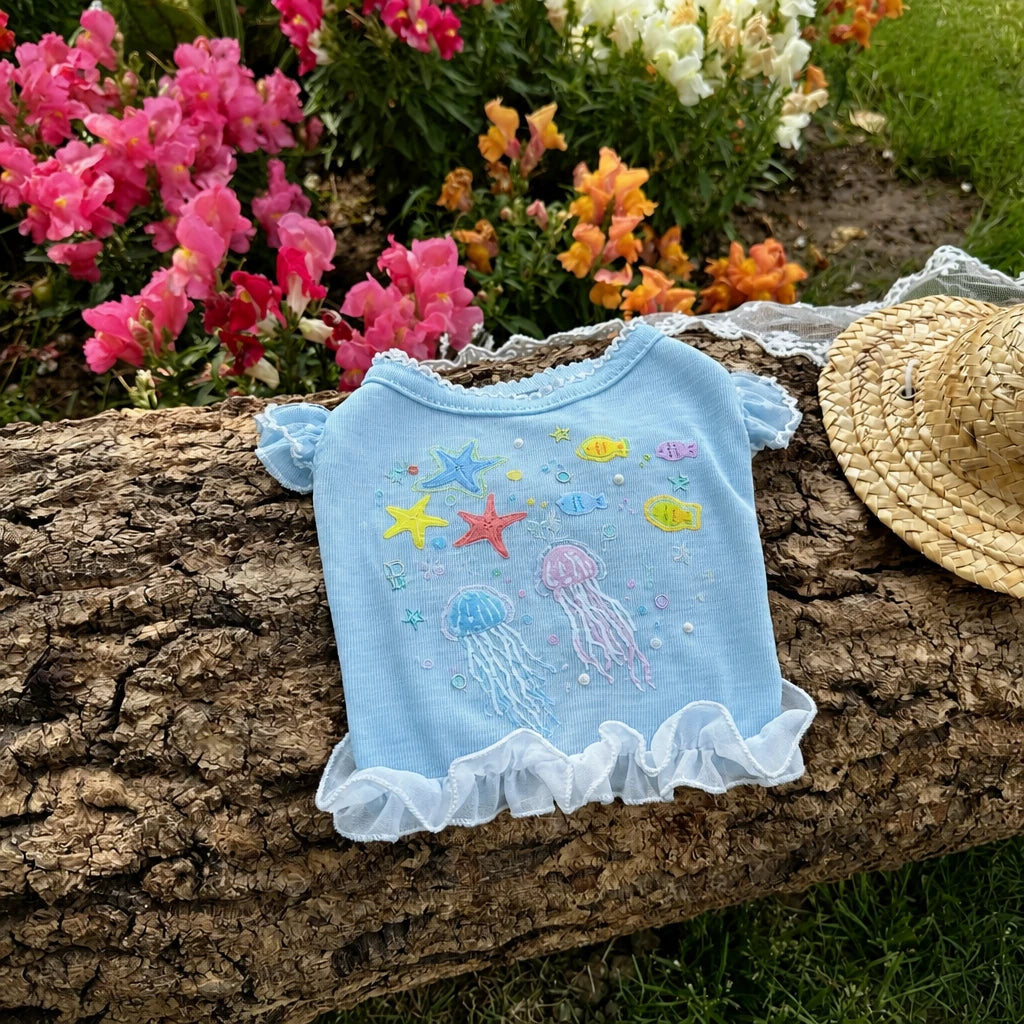 Ocean-Inspired Warm-Weather Tank Top for Cats and Dogs