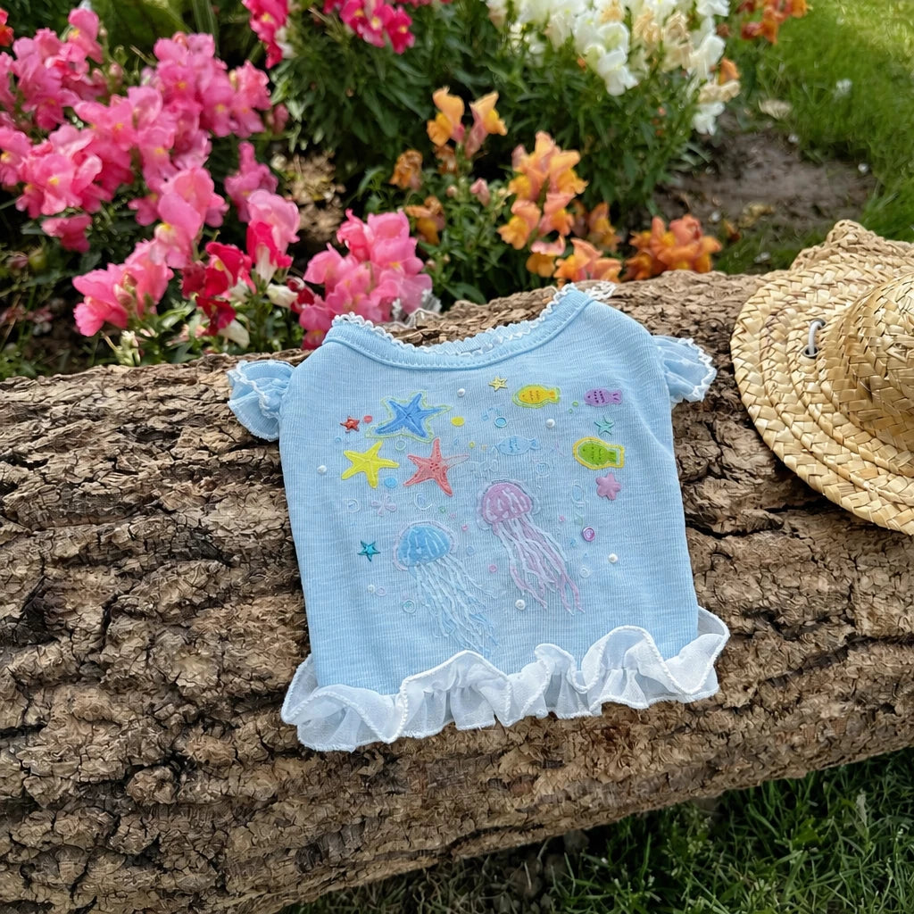 Ocean-Inspired Warm-Weather Tank Top for Cats and Dogs