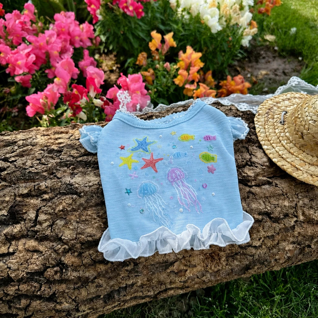 Ocean-Inspired Warm-Weather Tank Top for Cats and Dogs