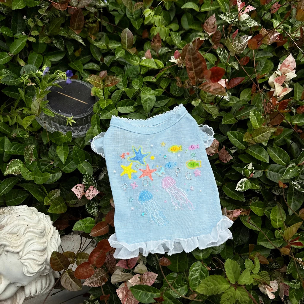 Ocean-Inspired Warm-Weather Tank Top for Cats and Dogs