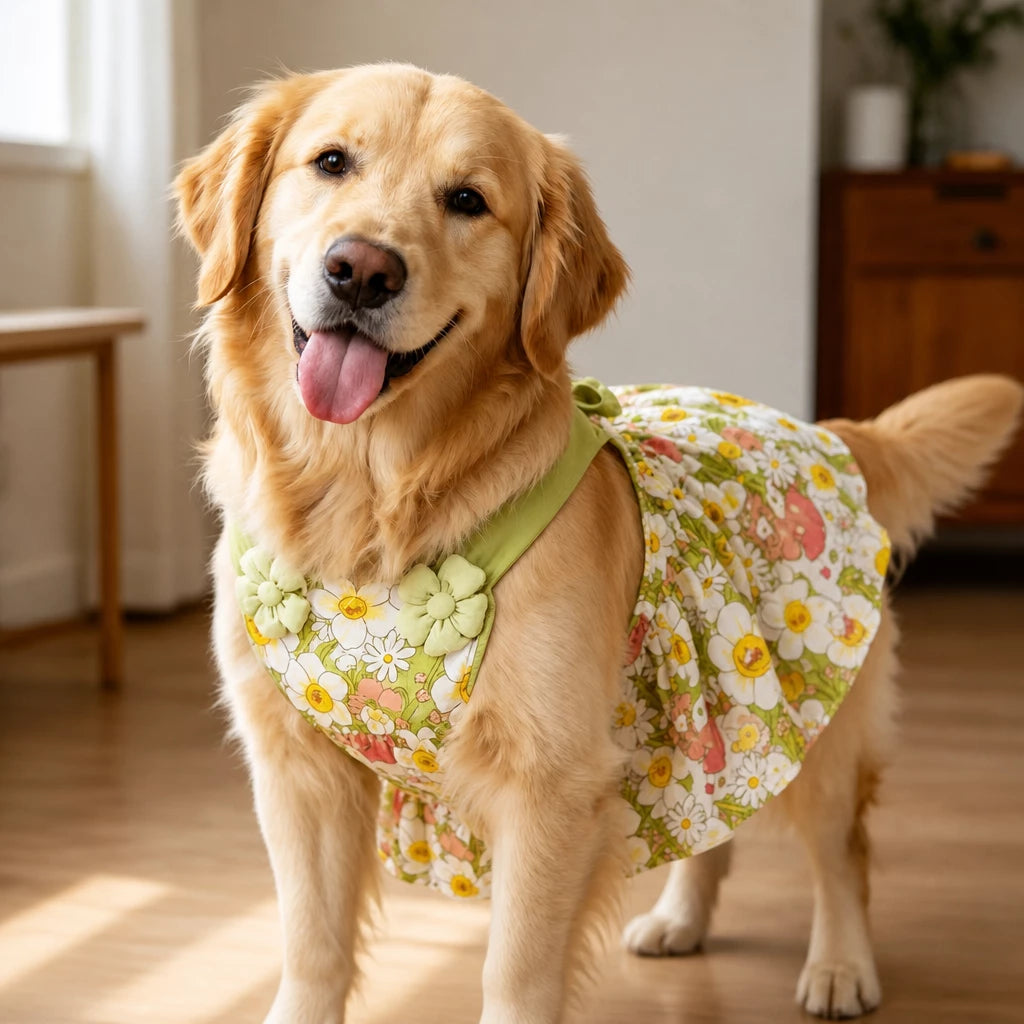 Summer Dog Dress with Shoulder Straps for Medium to Large Dogs