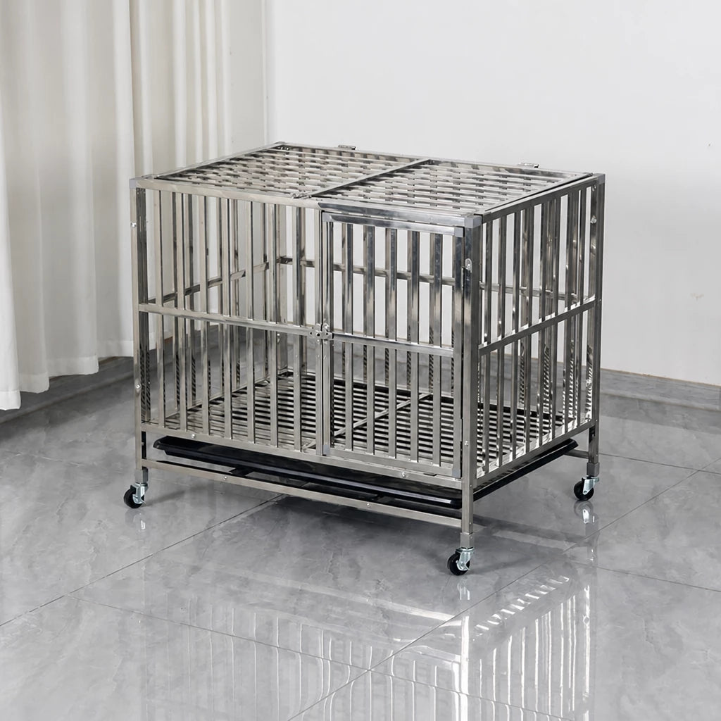Stainless Steel Dog Crate with Tray