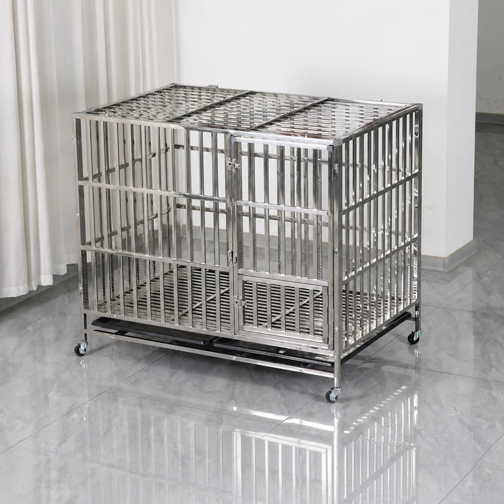 Stainless Steel Dog Crate with Tray