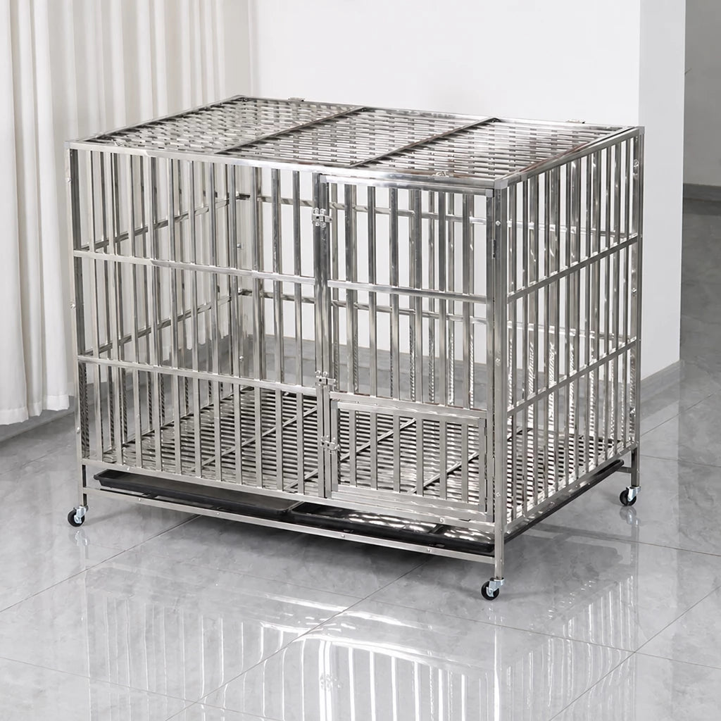 Stainless Steel Dog Crate with Tray