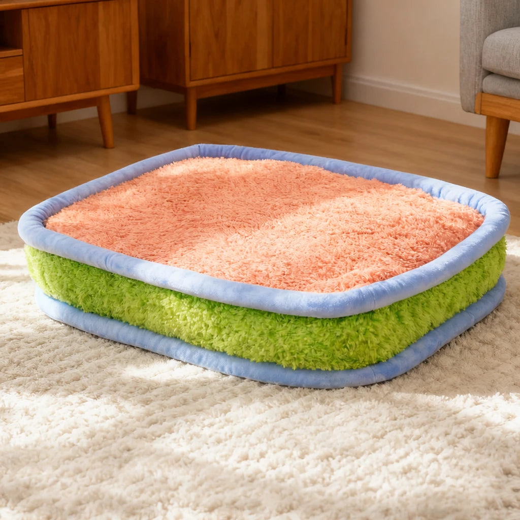 Colorful Plush Pet Bed for Dogs and Cats
