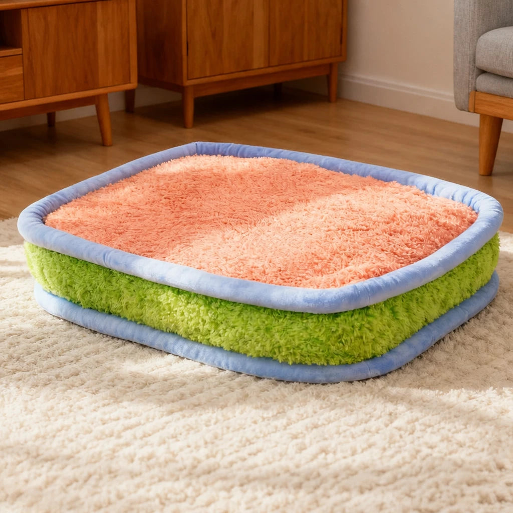 Colorful Plush Pet Bed for Dogs and Cats
