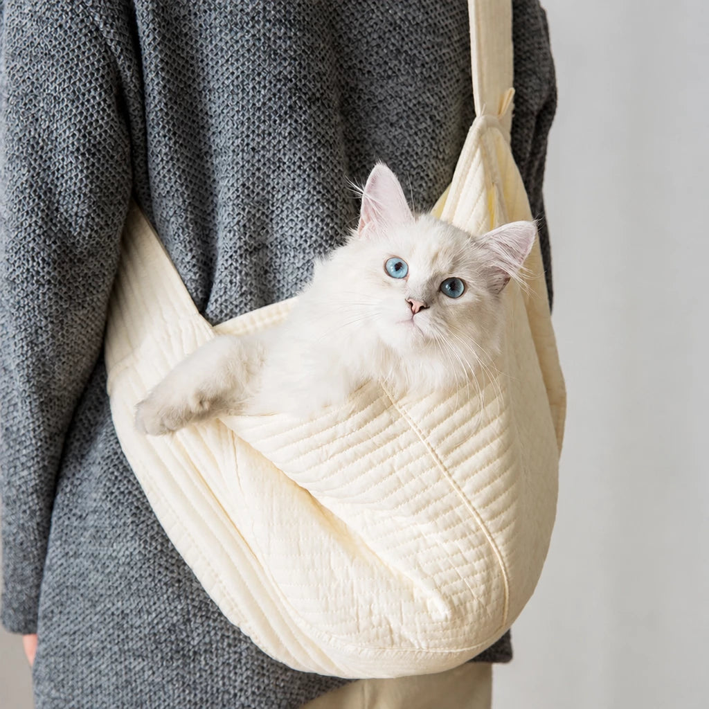 Front-Carry Canvas Cat Carrier Backpack for Walks and Travel