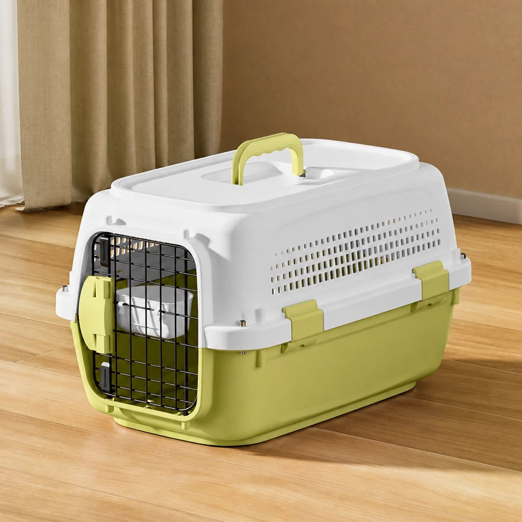 Pet Airline Travel Carrier with Hanging Bowl for Cats and Small Dogs
