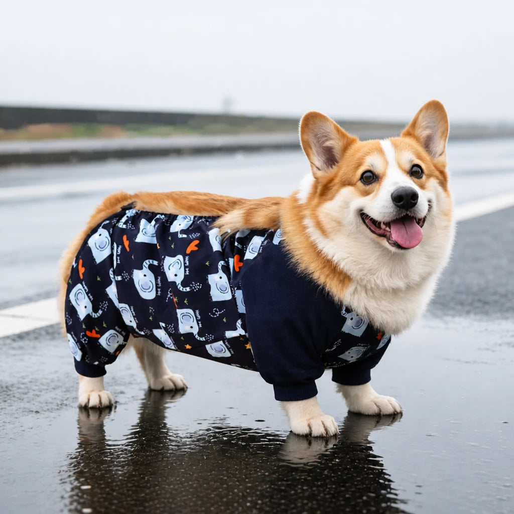 Waterproof Four-Leg Dog Raincoat with Belly Coverage