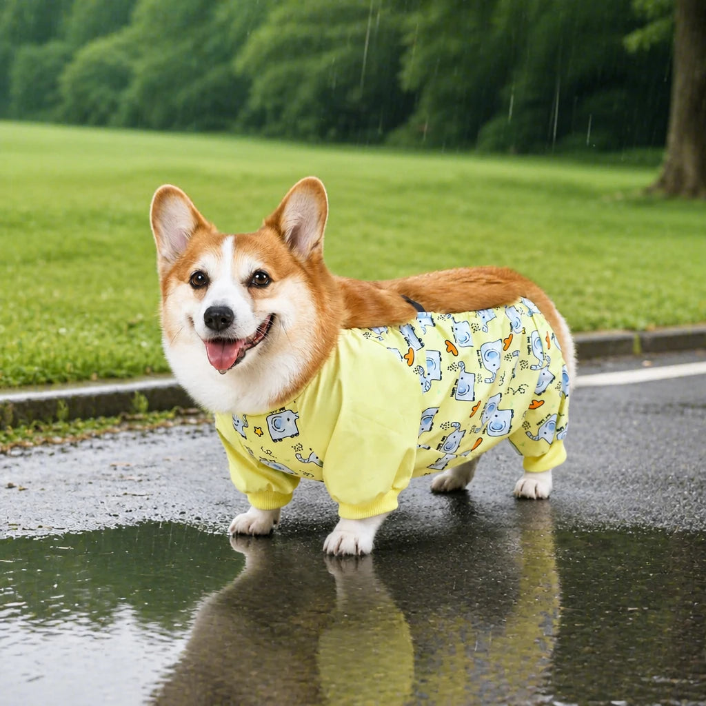 Waterproof Four-Leg Dog Raincoat with Belly Coverage