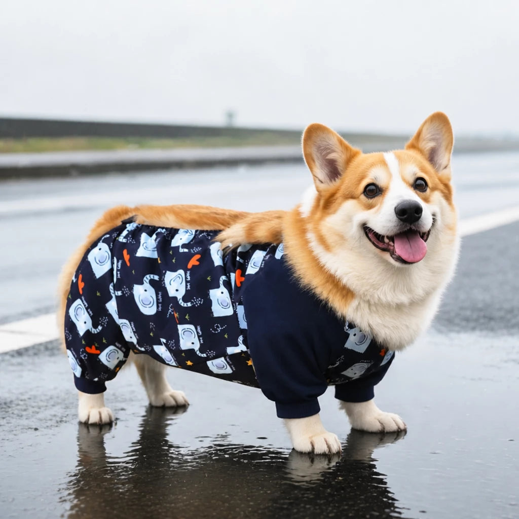 Waterproof Four-Leg Dog Raincoat with Belly Coverage