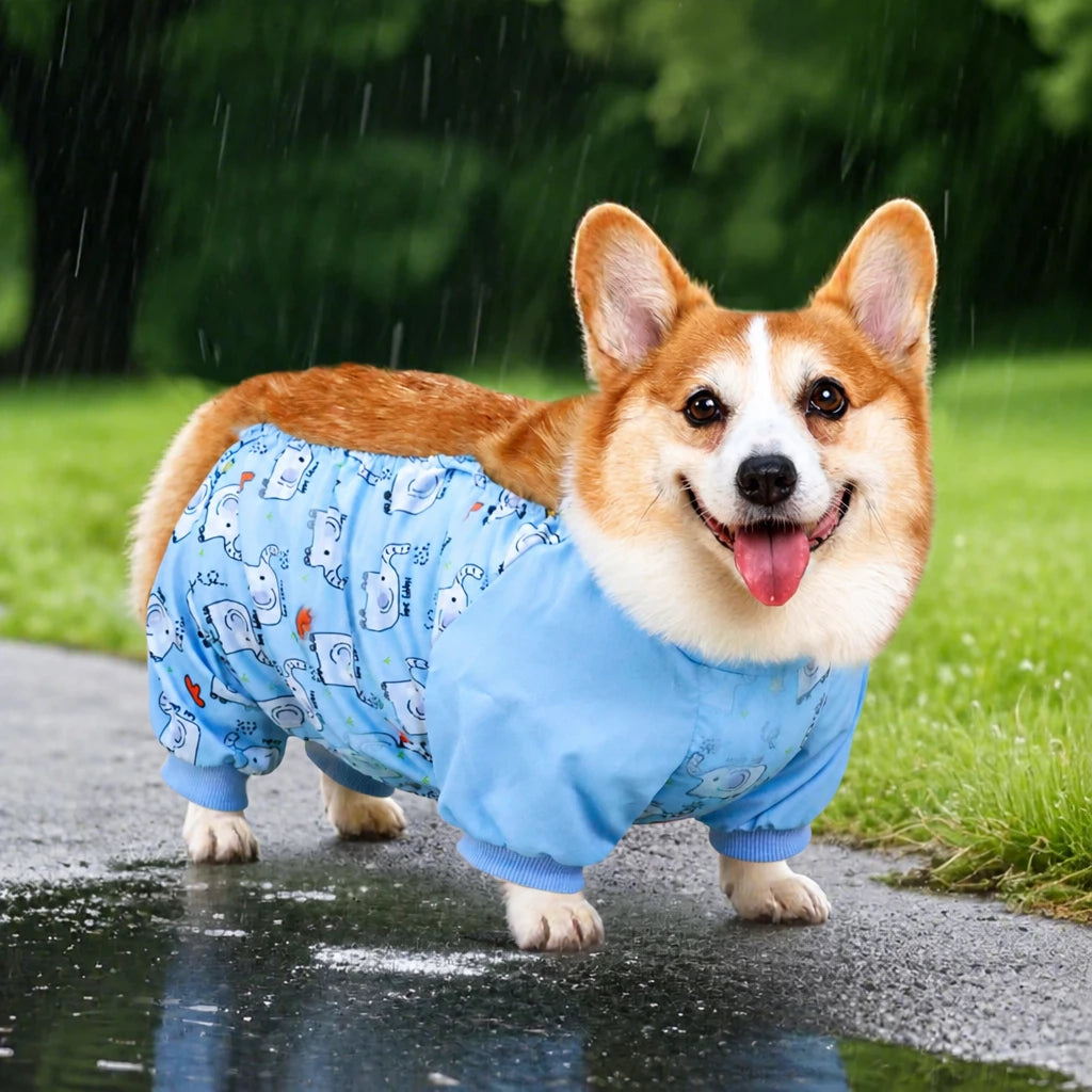 Waterproof Four-Leg Dog Raincoat with Belly Coverage