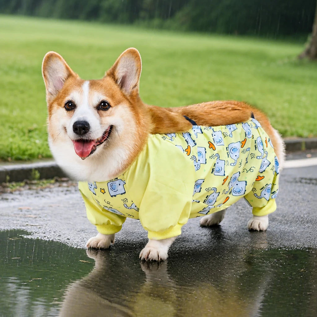 Waterproof Four-Leg Dog Raincoat with Belly Coverage