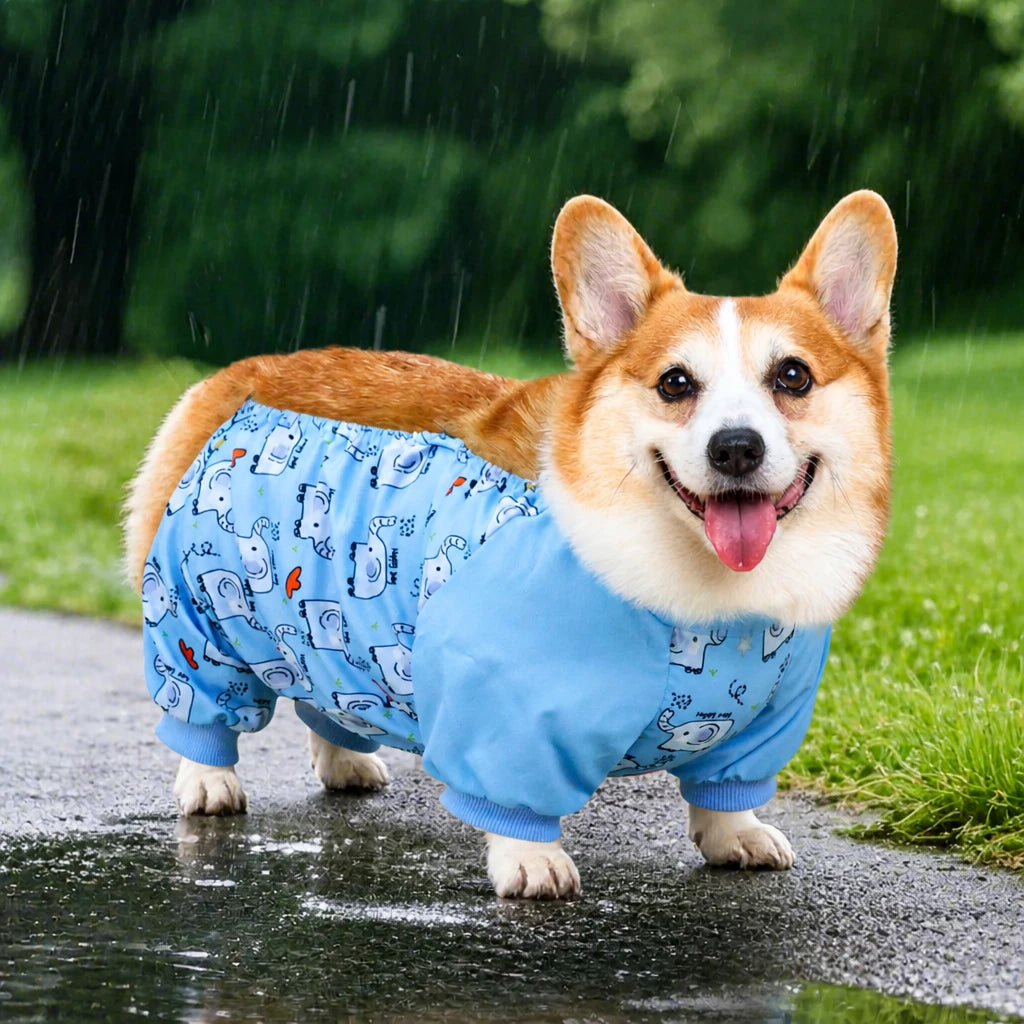 Waterproof Four-Leg Dog Raincoat with Belly Coverage