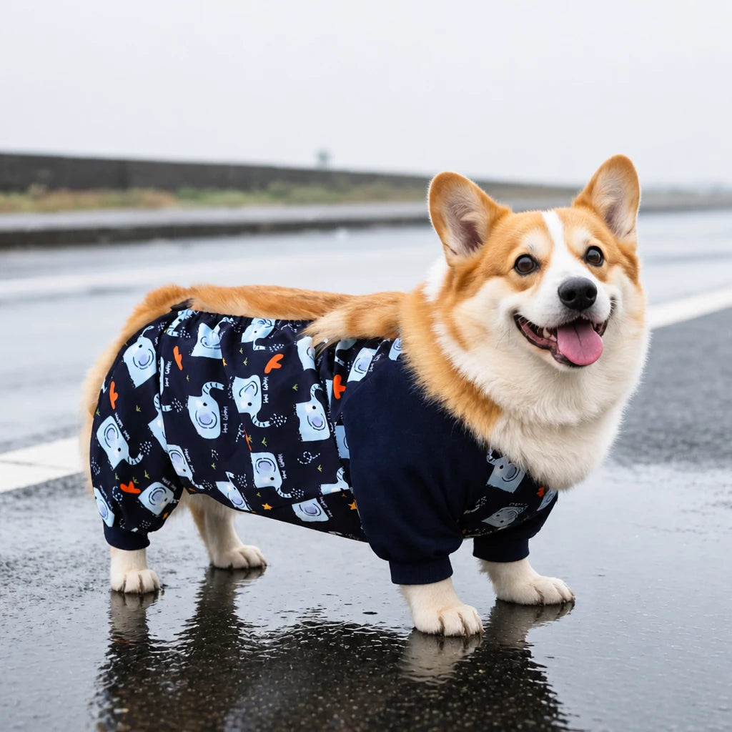 Waterproof Four-Leg Dog Raincoat with Belly Coverage