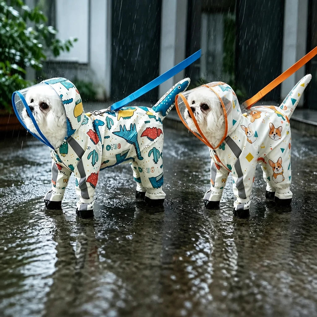 Full-Coverage Waterproof Raincoat for Small Dogs