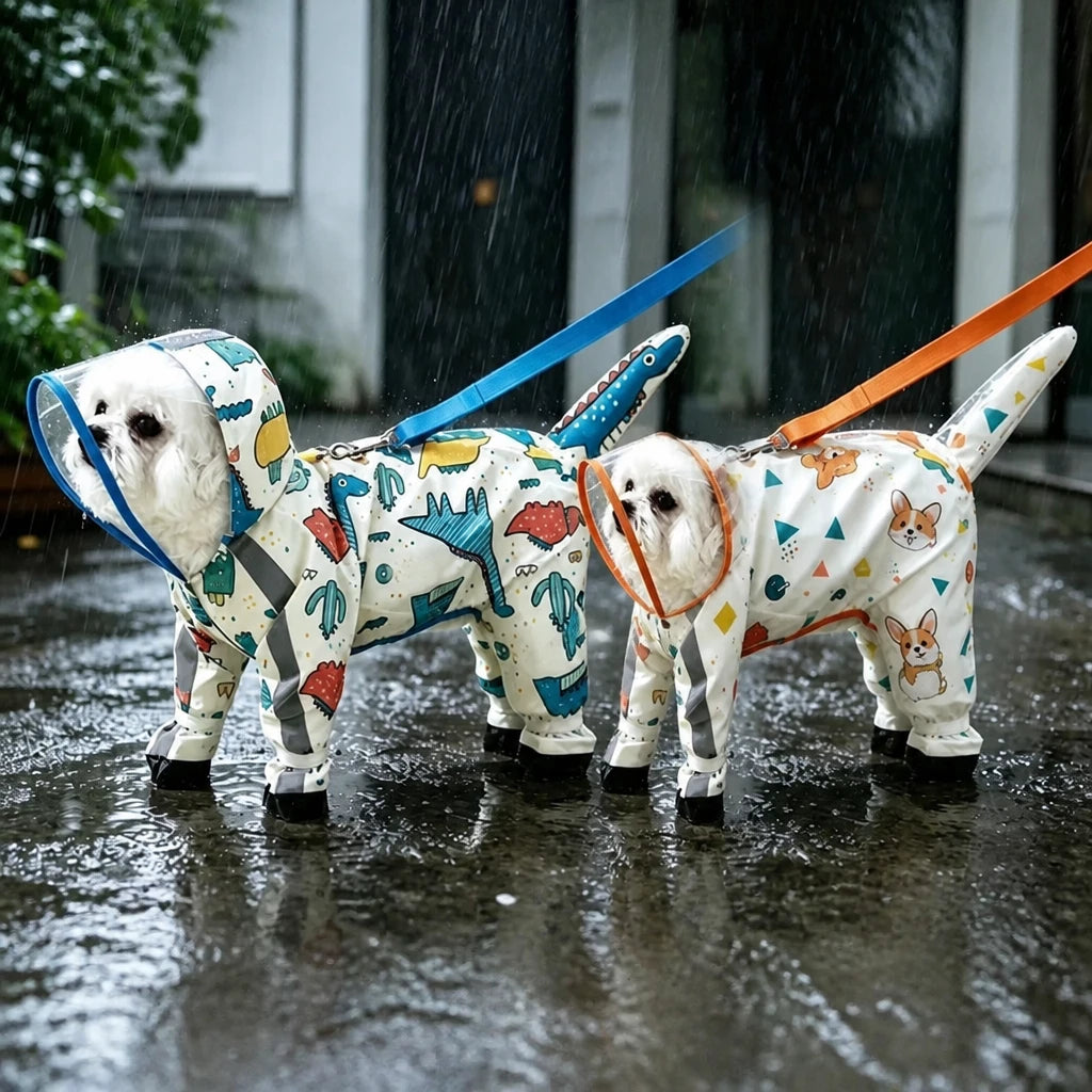 Full-Coverage Waterproof Raincoat for Small Dogs