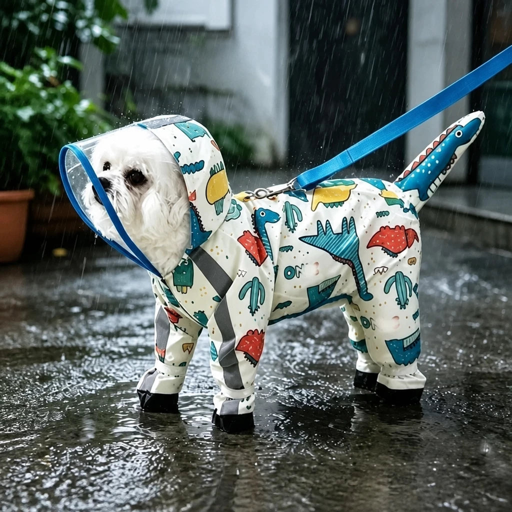 Full-Coverage Waterproof Raincoat for Small Dogs