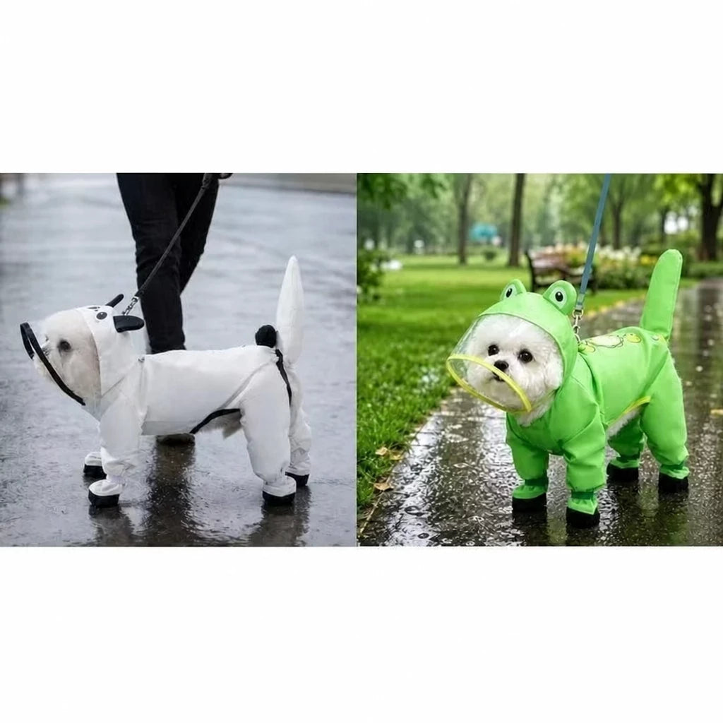 Frog-Style Full-Coverage Raincoat for Small Dogs