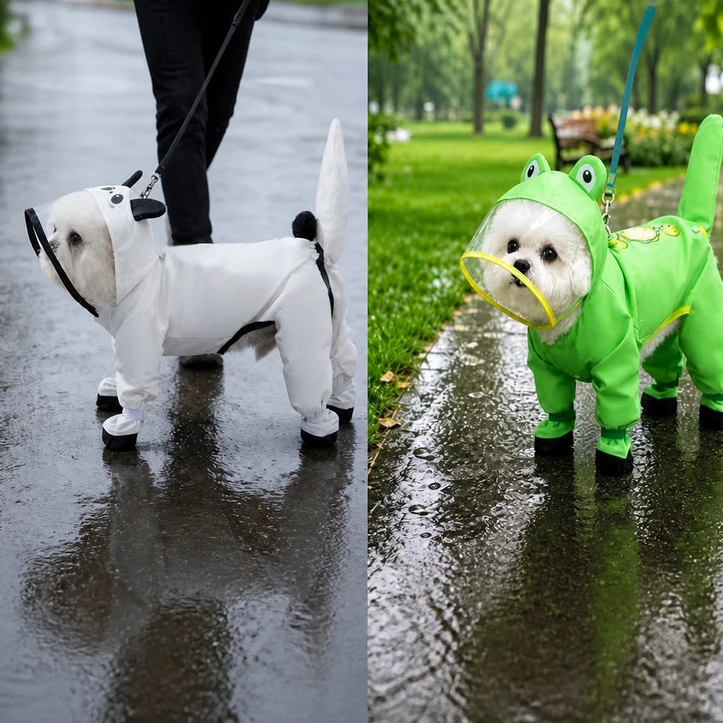 Frog-Style Full-Coverage Raincoat for Small Dogs