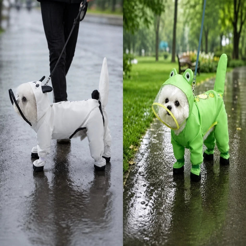 Frog-Style Full-Coverage Raincoat for Small Dogs
