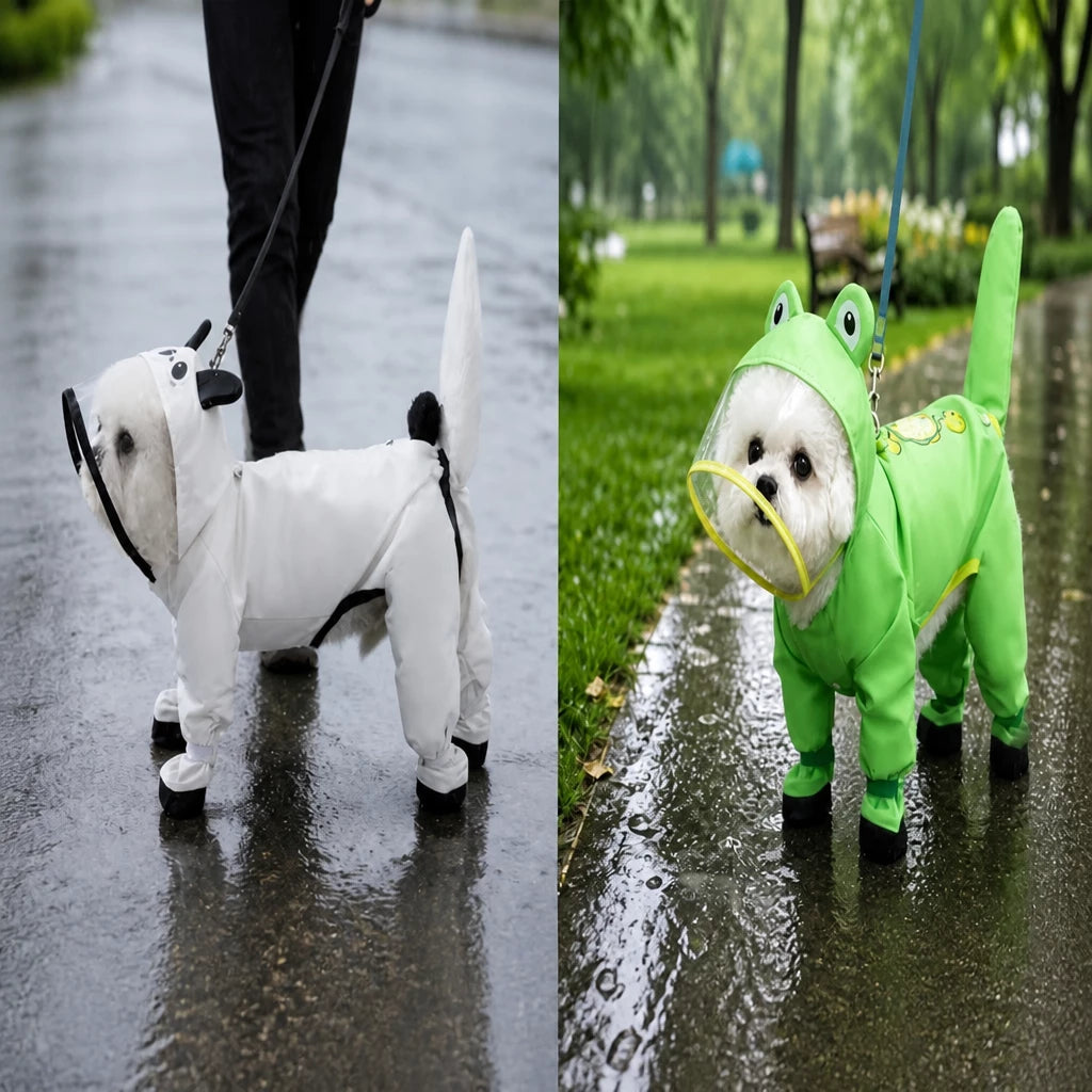 Frog-Style Full-Coverage Raincoat for Small Dogs