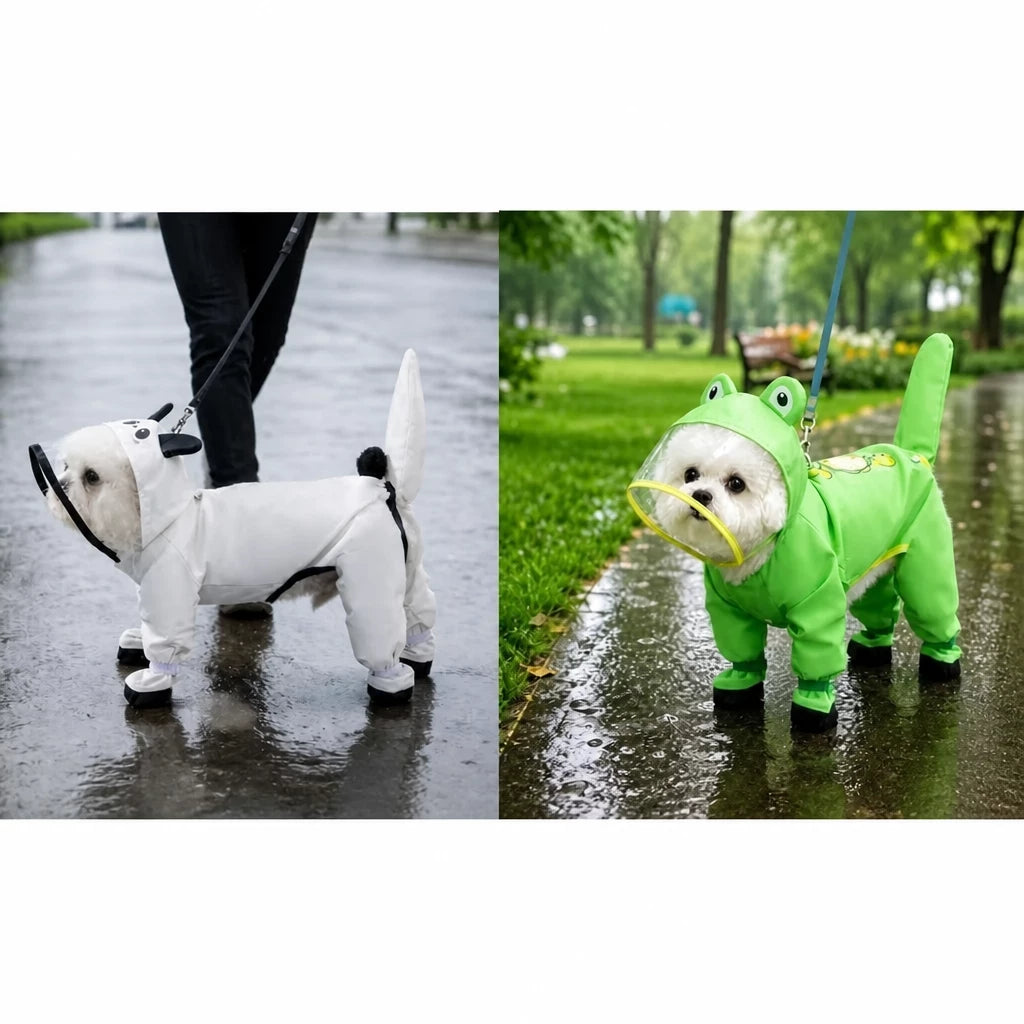 Frog-Style Full-Coverage Raincoat for Small Dogs