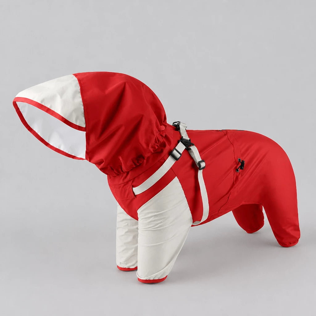 Hooded Four-Leg Dog Raincoat for Small to Medium Dogs