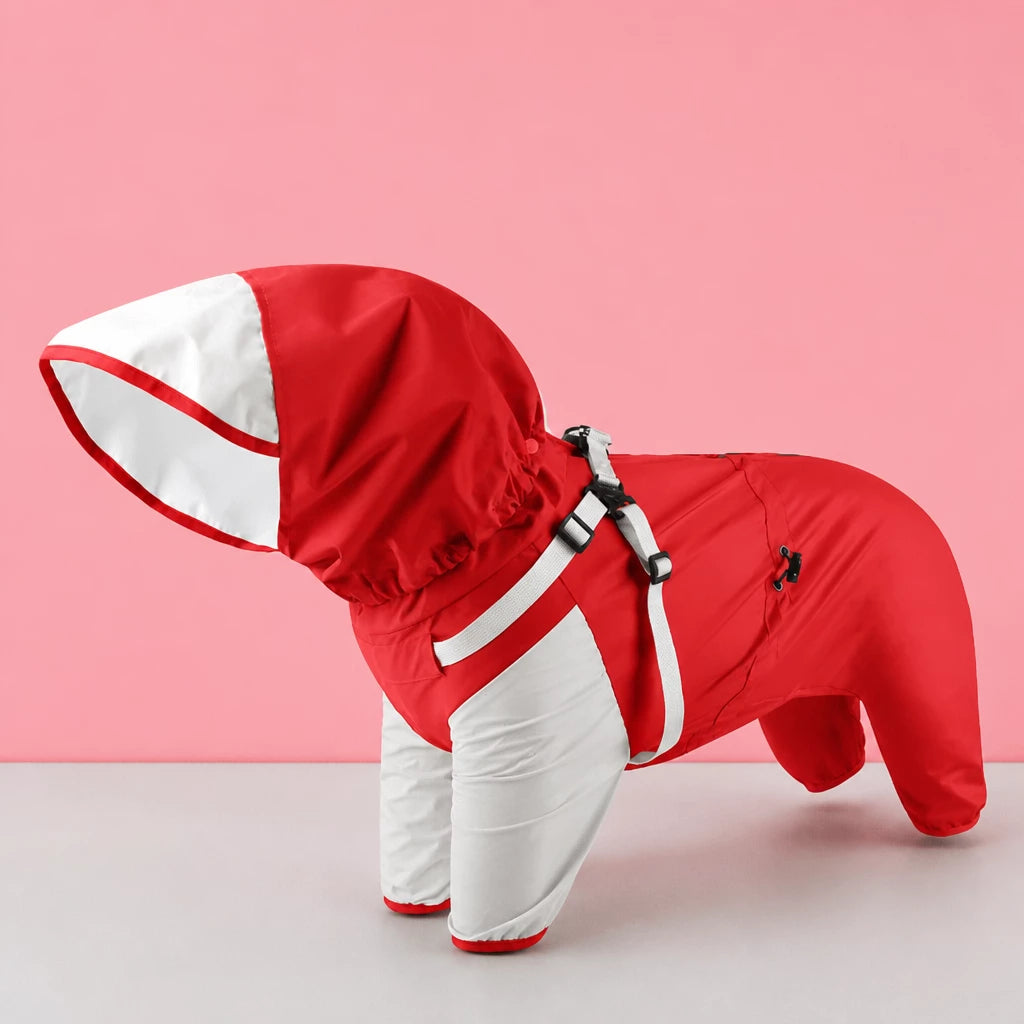 Hooded Four-Leg Dog Raincoat for Small to Medium Dogs