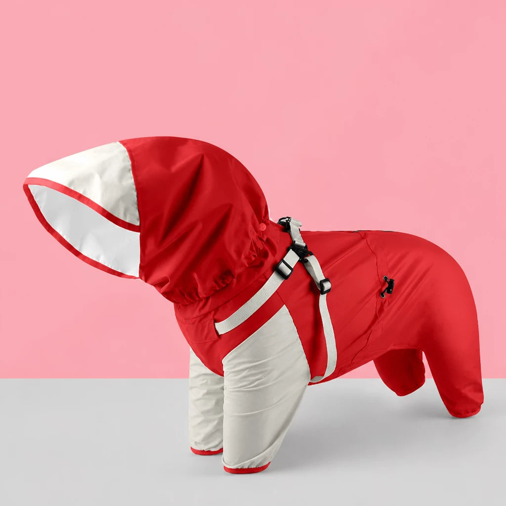 Hooded Four-Leg Dog Raincoat for Small to Medium Dogs