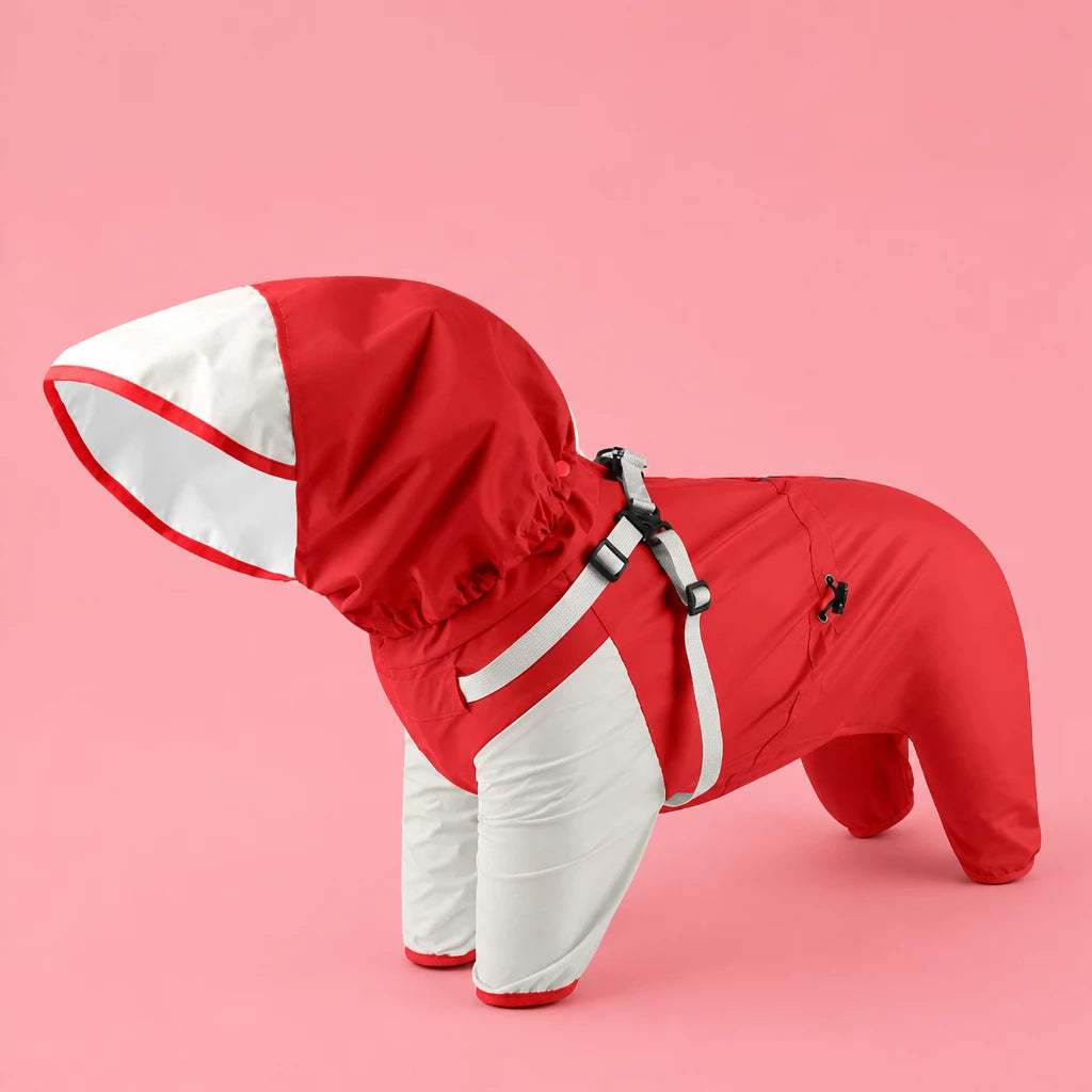 Hooded Four-Leg Dog Raincoat for Small to Medium Dogs